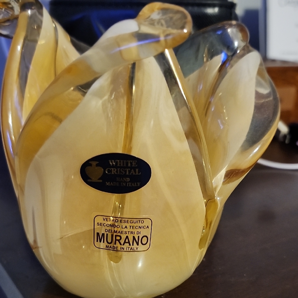 NWT!!Murano Gold and Cream Glass Vase